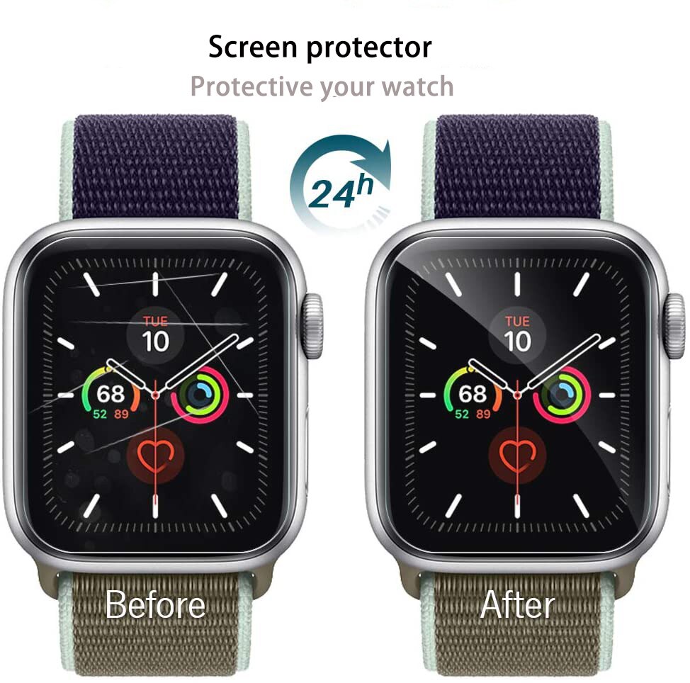 Vandtæt skærmbeskytter til apple watch  se 6 5 4 3 38mm 40mm 44mm 42mm ikke hærdet glas blød film til iwatch 1 2 etui