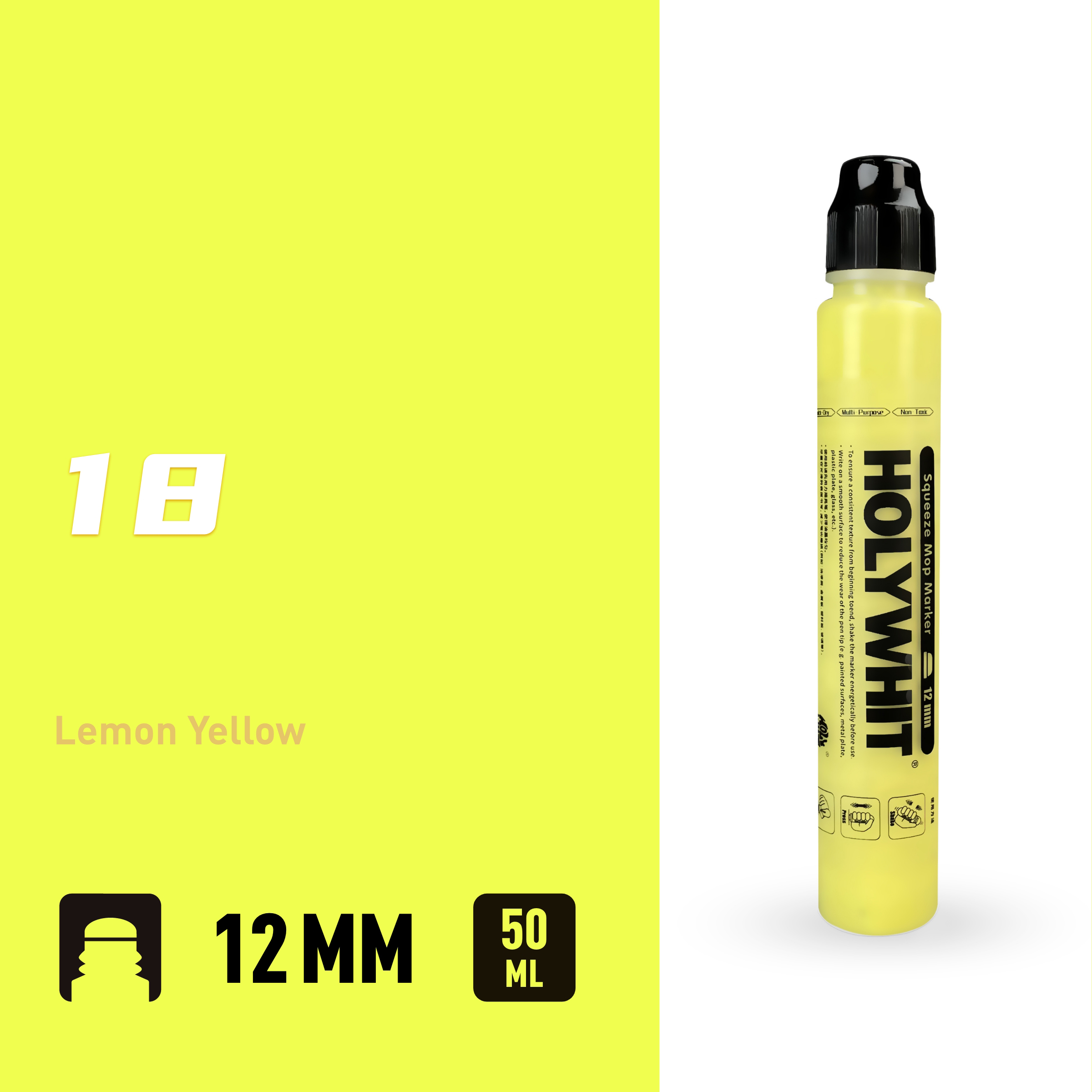 50ml graffiti pływ długopis Farba na bazie oleju Podpis Okrągła końcówka Zakreślacz Wodoodporny 12mm farba długopis znak Malowanie ścian: żółty