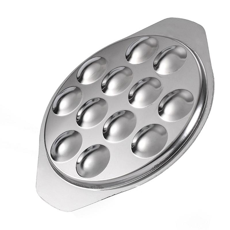 Rustfritt stål snegleplate 12 skrog conch serveringsplate metall grille escargot tallerken sjømatte bakeplate serveringsfat