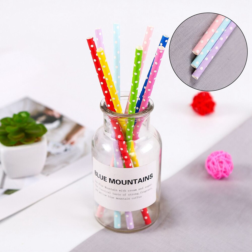 100Pcs Multicolor Wegwerp Papier Rietjes Winkel Sap Sucker Rechte Drankjes Rietjes Bar Drink Accessoires: B