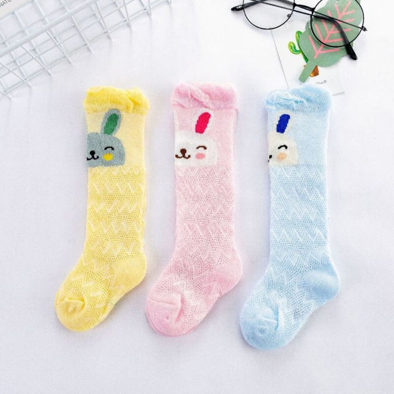 3Pairs Baby Sokken Mooie Cartoon Mesh Hoge Over De Knie Kousen Kids Airconditioning Anti-Mug Zomer Kousen baby Gi