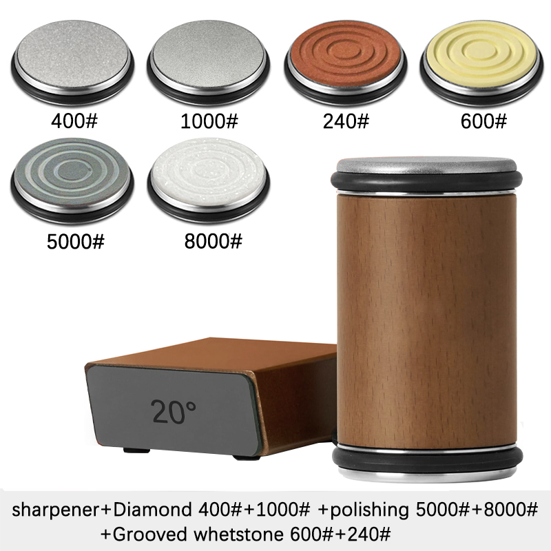 Rolling Knife Sharpener Magnetic Knife Holder Diamond Sharpening Stone Kit with 15 and 20 Degrees Angle Roller Kitchen Accessory: light yellow