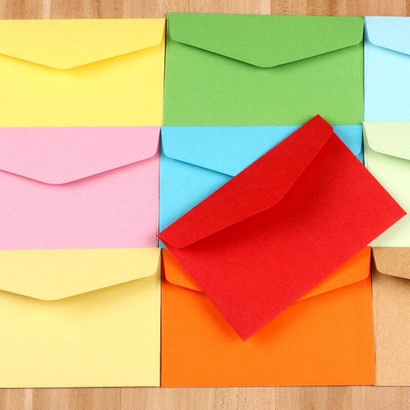 100Pcs/lot Candy Kraft Paper Colorful Blank Envelopes Greeting Cards Mini Envelopes Envelope 14 selectionschrismas