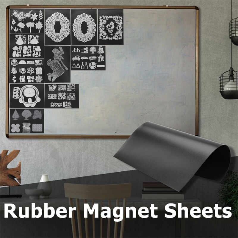 177 x 127mm gummi blødt magnetark selvklæbende klistermærke sorte magnetiske måtter til opskæring af matricer, der er nemme at indsætte