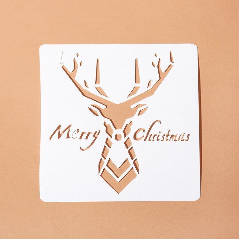 EZONE, regla de pintura de Navidad, de alce, de Navidad, Forma del árbol, plantilla hueca, sello, herramienta de dibujo DIY, papelería de Estudiante: 2