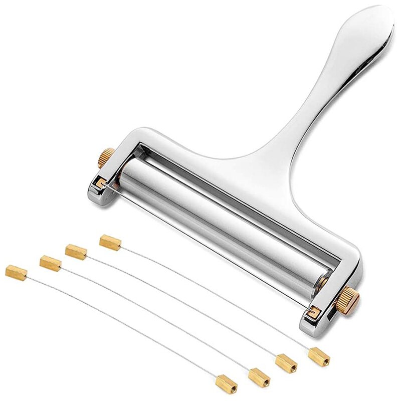 Cheese Slicer, Adjustable Thickness Heavy Cheese Slicers with Wire for Soft & Semi-Hard Cheeses -4 Cutting Wire Included: Default Title