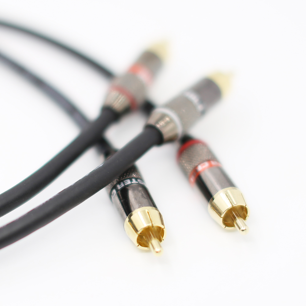 Pair RCA interconnect cable hifi audio signal wire with 24K Gold plated HI End RCA Connector