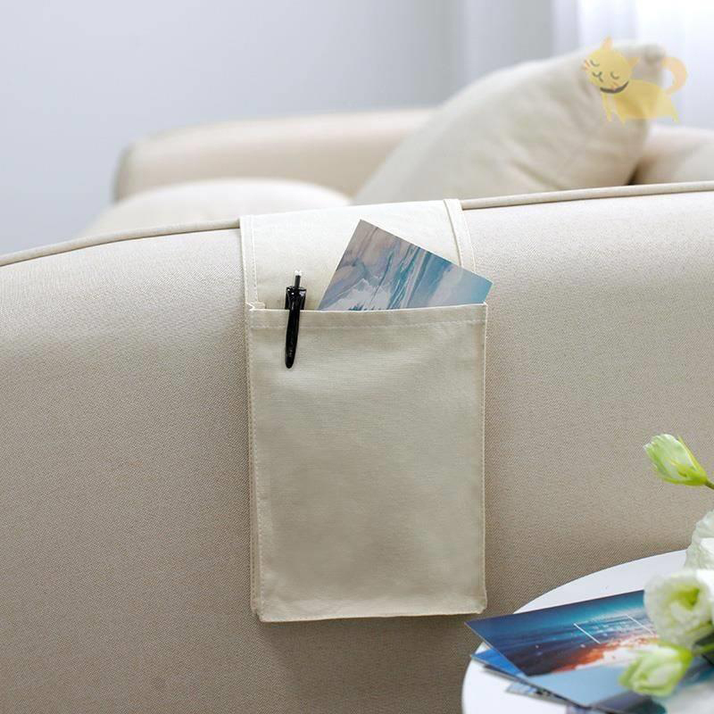 Cotton Linen Bedside Storage Bag Organizer Bed Desk Bag Sofa TV Remote Control Hanging Bag Storage Organizer Bed Holder Pockets: Red