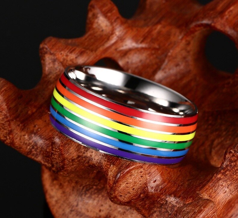 Regenboog Ring Voor Vrouwen Mannen Lgbt Lebian Gay Sieraden Rvs Emaille Wedding Engagement Ringen