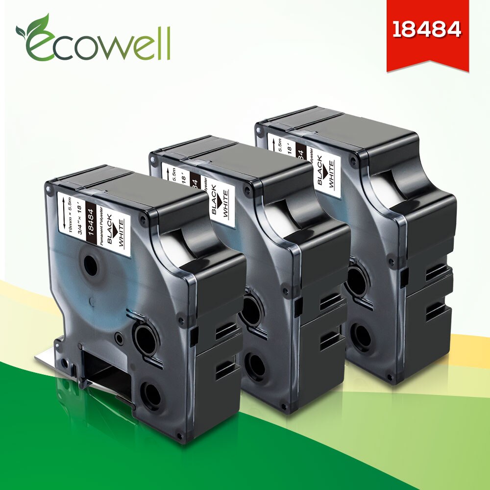 Ecowell 3PK Compatibel Voor Dymo 18484 Rhino Ind Permanente Polyester Label 19Mm Industriële Label Voor Dymo Rhino 4200 5000 printer