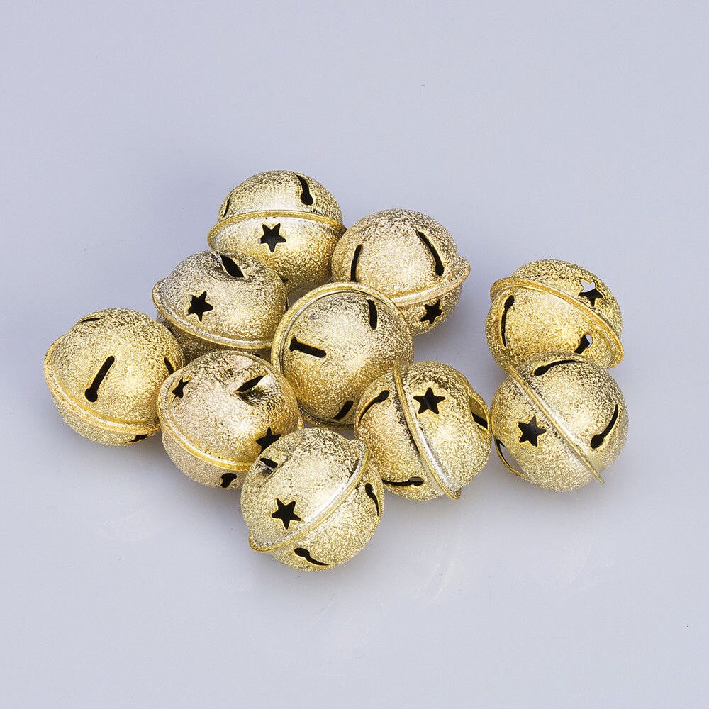 Juego de 10 cascabeles brillantes, colgante de Navidad, suministros festivos para , decoración, carillón de viento, adornos de Navidad: Dorado