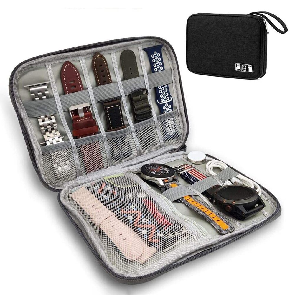 8- pocket storage bag for samsung galaxy watch 4, apple watch 7, huawei watch strap, travel dustproof bag, portable watch band case