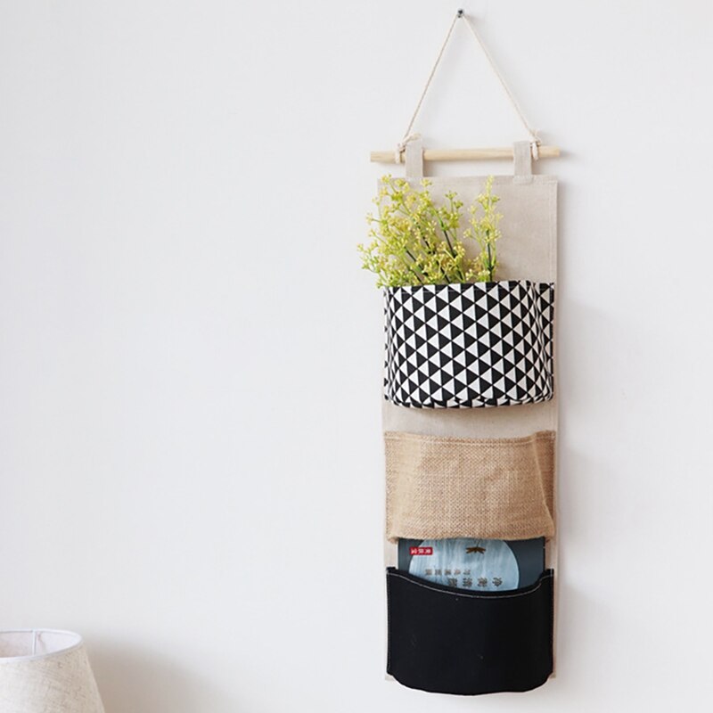 Organiseur mural en tissu lin, pochette de rangement pour jouets, articles divers, gain de place, fournitures de rangement pour la maison, vert