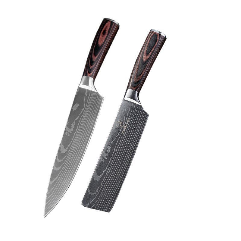 DAOMACHEN 10 Pcs Stainless Steel Kitchen Knives Set Wooden Handle Bread Chef Knives Slicing Utility Paring Knife Multi Cookin: 2 sets 2