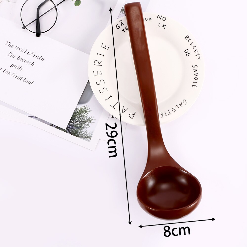 1PC Long Wooden Cooking Scoop With Straight Handle Catering Tableware Kitchen Utensils Natural Wood Spoon Soup Ladle: 28cm