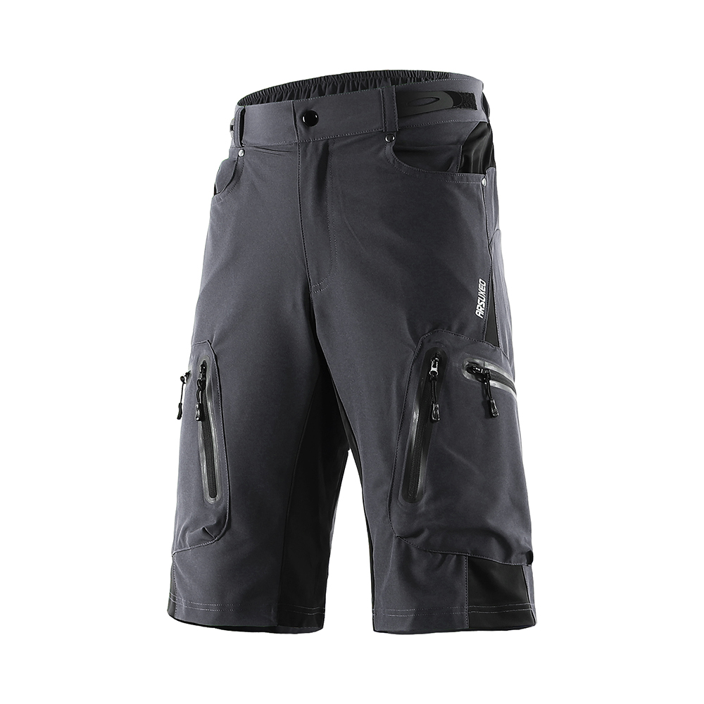 Lixada Bicycle Shorts Baggy Shorts Breathable Cycling Shorts For Men MTB Mountain Bike Shorts with Zippered Pockets: Dark Grey / L