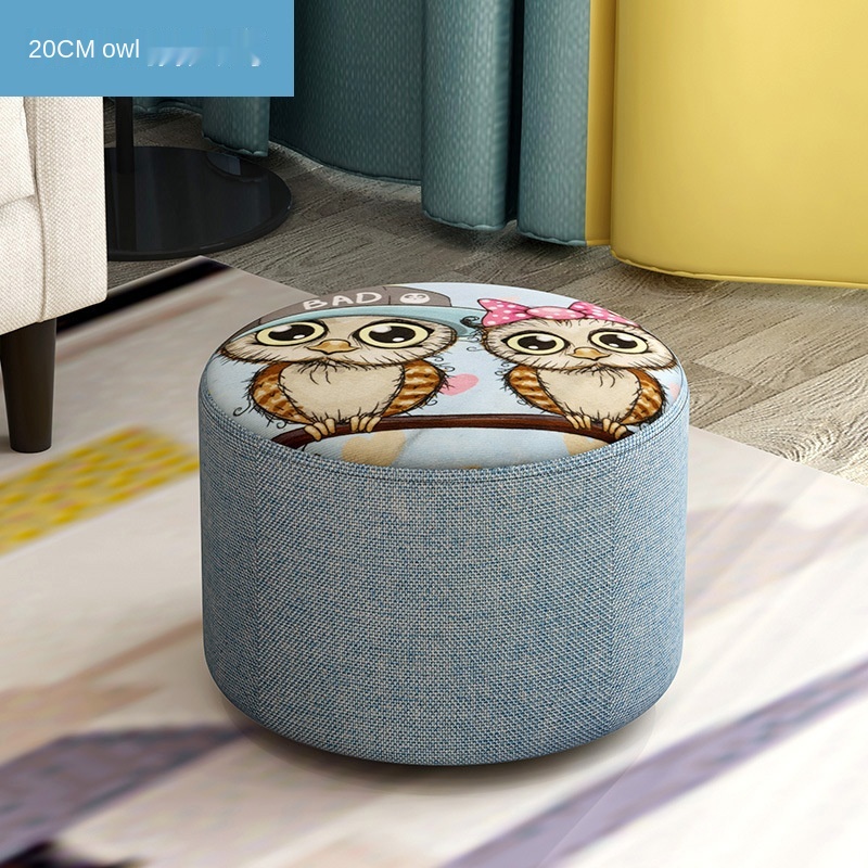 Nordic Household Small Stool Bench Low Sofa Stool Fabric Round Small Chair Shoe Changing Small Wooden Stool: 20X28CM-G