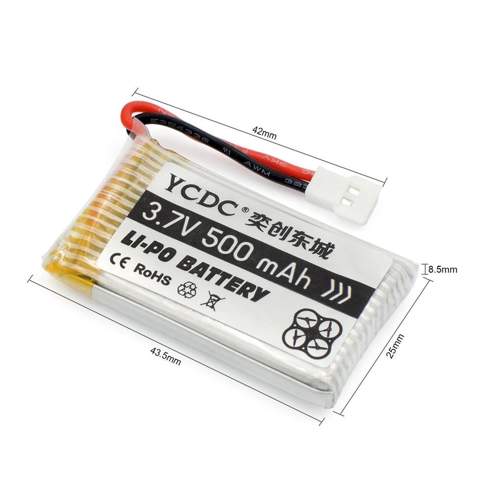 Drone Batteries 3.7V 500mAh Li-Po Battery For Syma X5C X5SC X5SW, UDI U45 U45W Quadcopter Rechargeable Batteries + Charger