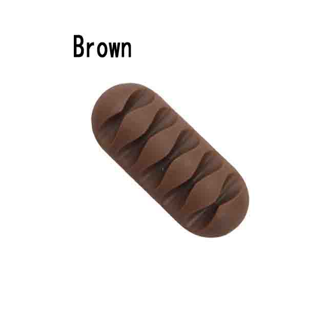 5-Clip Earphone Cable Winder Charger Organizer Cable Clips Fixing Holder Portabel Durable Cable Earphone Wire Protector Hot Sale: Brown