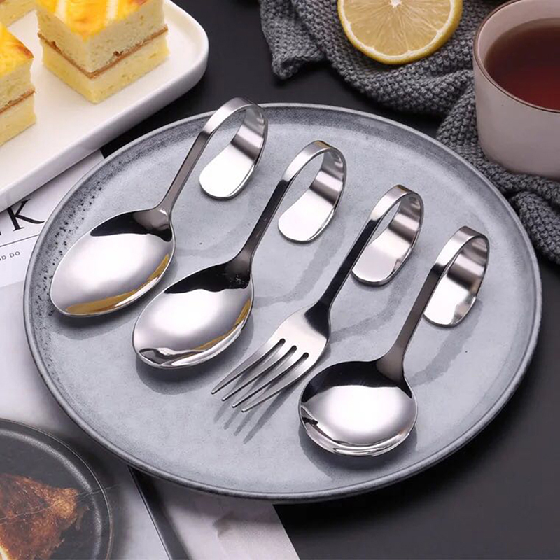 empuñadura curva redondo cuchara punta cuchara Tenedor de ensalada postre cucharillas accesorios de cocina