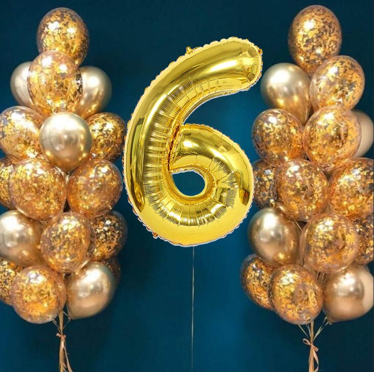 32 stk / parti 32 tommer guld numerballon 12 tommer guld konfetti blandet metallisk latexballon til fødselsdagsfest festdekorationer: 6