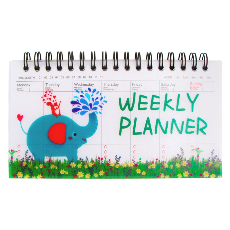 Kawaii coil book ugentlig planlægning bærbare studerende skriver notesblok, tidsplan bog dag planlæggere kontor arbejder dagsorden