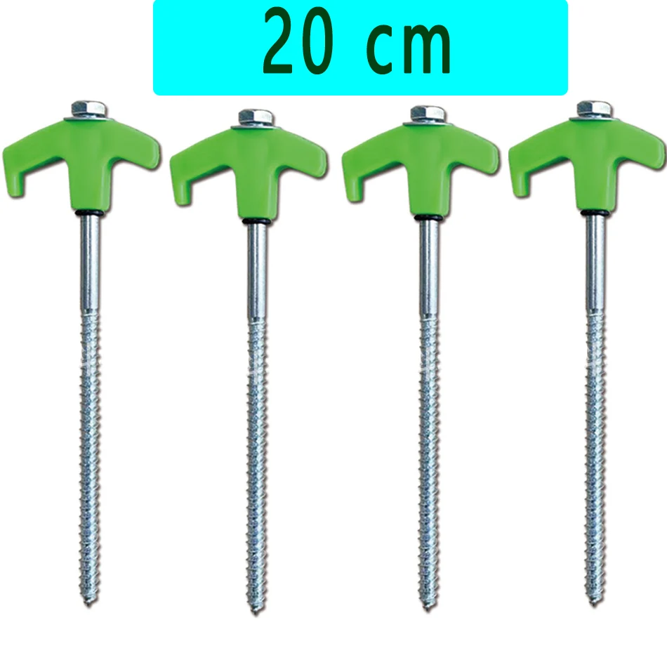 Screw in Tent Stakes 4 Pcs Tent Stakes Heavy Duty - Ground Anchors Screw in Tent Pegs Camping Stakes Metal Threaded Spikes: Yellow