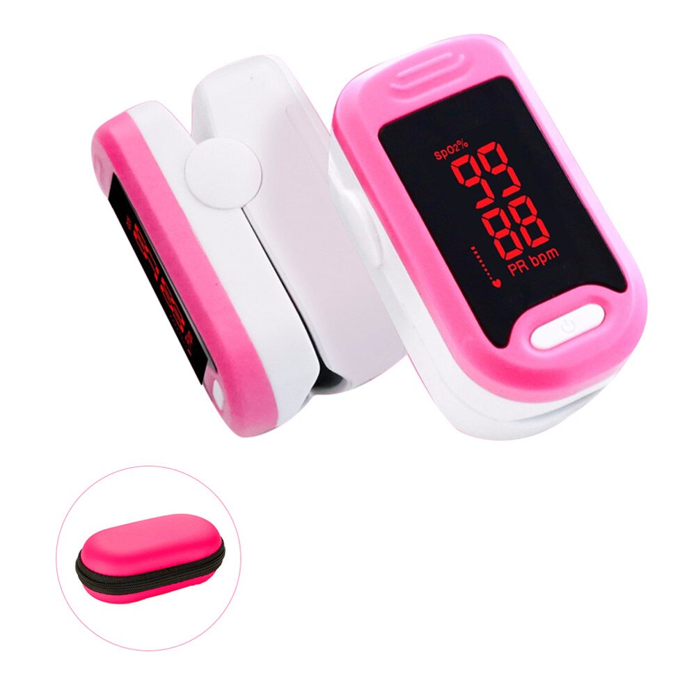 Loodom finger pulsoximeter syrgasmätare led pulsoximetrar fingertoppspulsoximetrar dedo pulsmätare: Rosa och lång låda