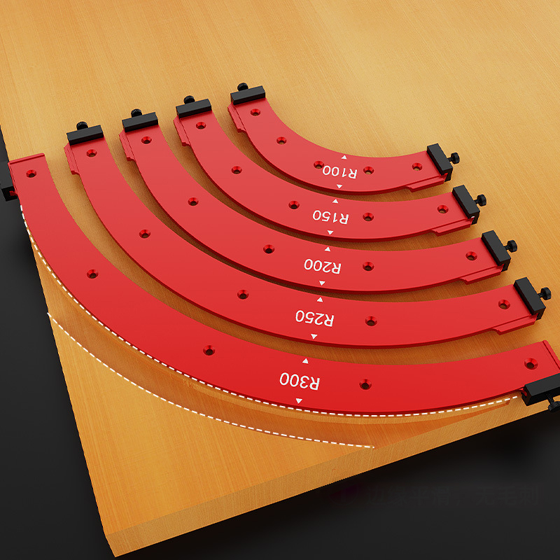 Woodworking Round Corner Radius Templates, Corner Routing Guide Set R100 R150 R200 R250 R300 Curve Guide Cabinet Edge Molding