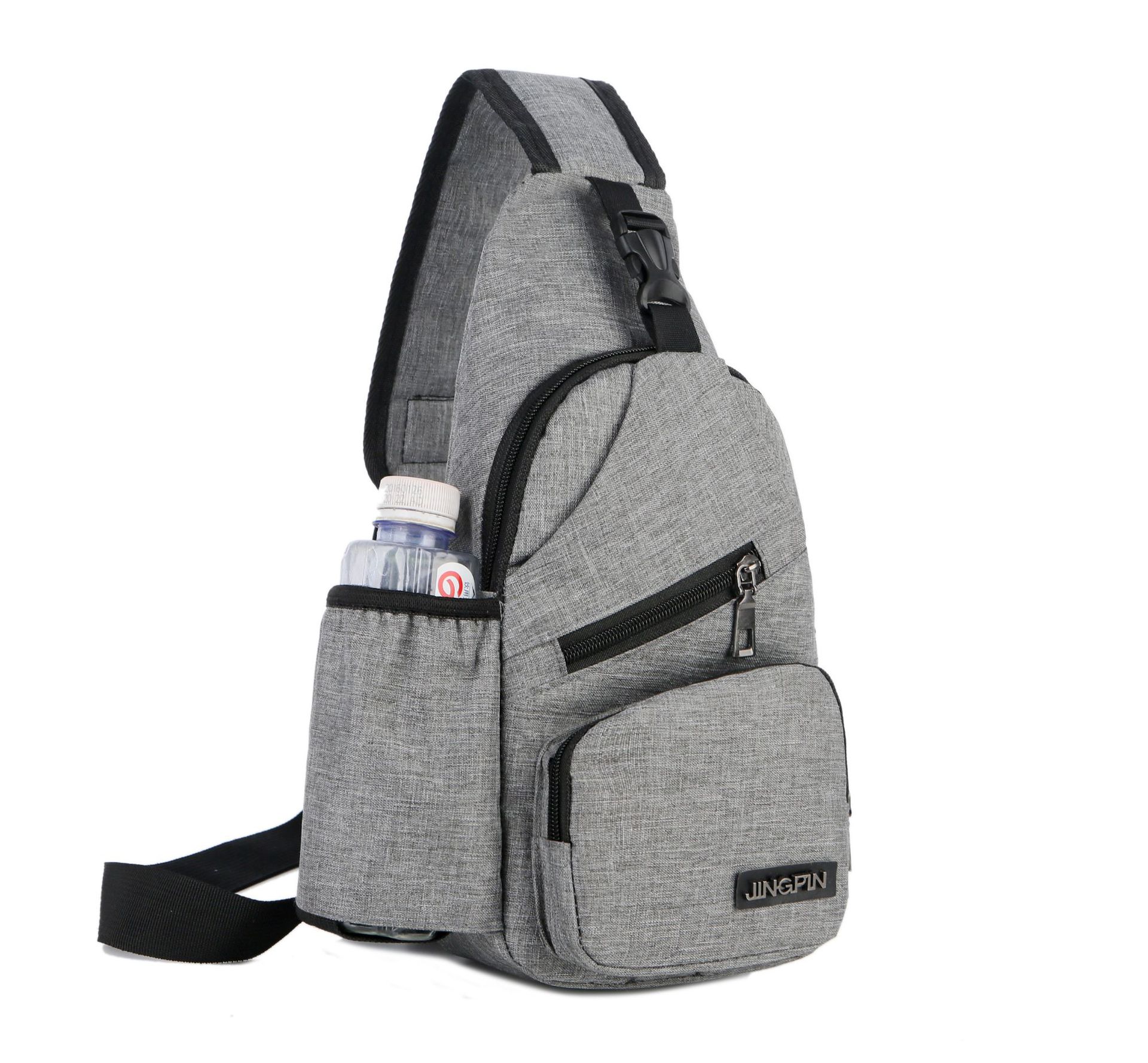 Men Chest Pack Messenger Sling Sport Travel Crossbody Shoulder Bag USB Charging Waist Packs: Gray