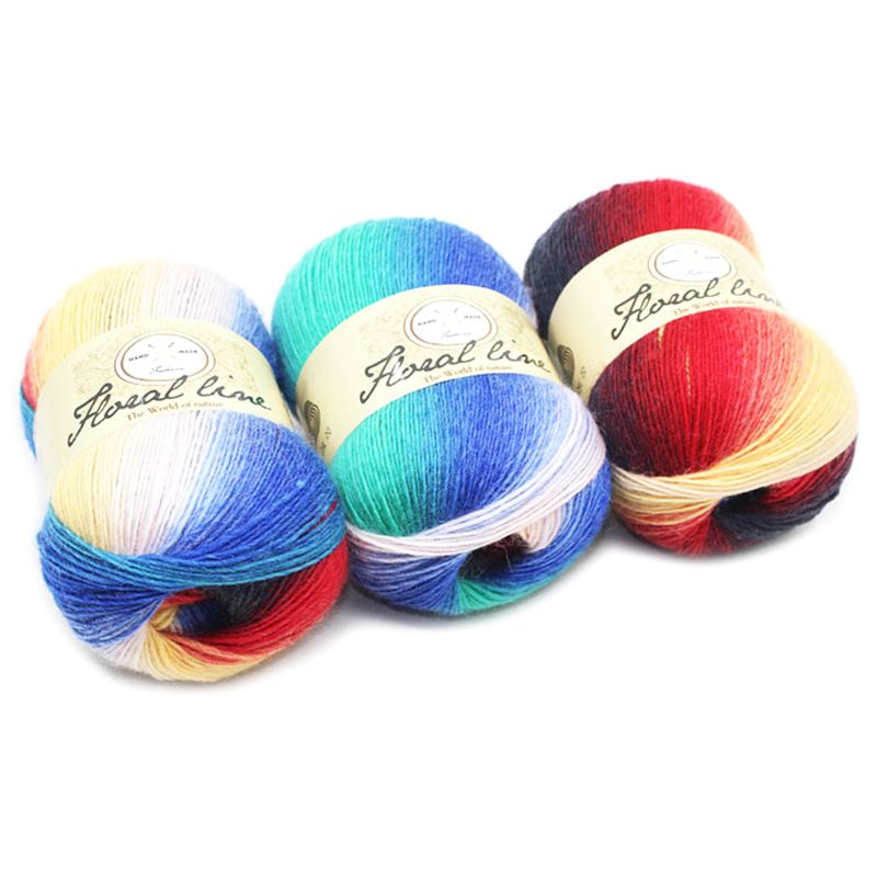 Soft Worsted Yarn Rainbow Gradient Colors DIY Baby Knitting Wool Shawl Scarf Crochet Thread Supplies: 19