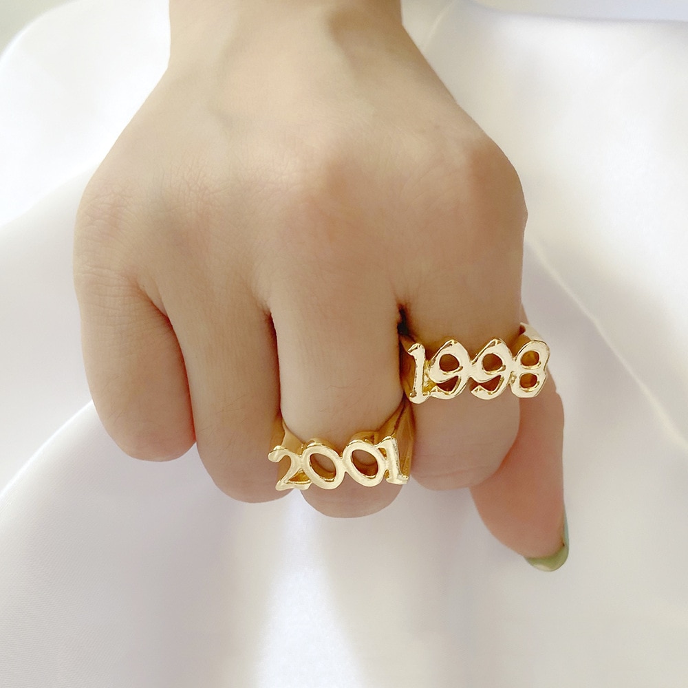 Year Number Ring for Women Stainless Steel Ring Simple Gold Rings Female Number Rings Best Friend Jewelry