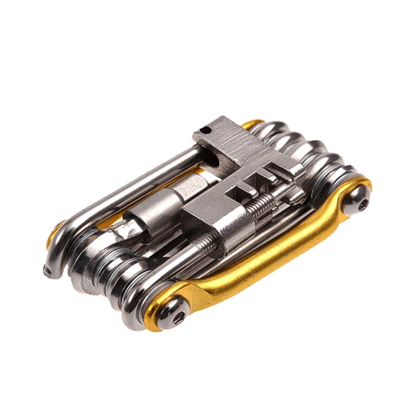 11 In1 Bicycle Multifunction Tool Kits Multitool Tire Repair Tool Set With Screwdriver Chain Rivet Extractor For MTB Road Bike: Gold