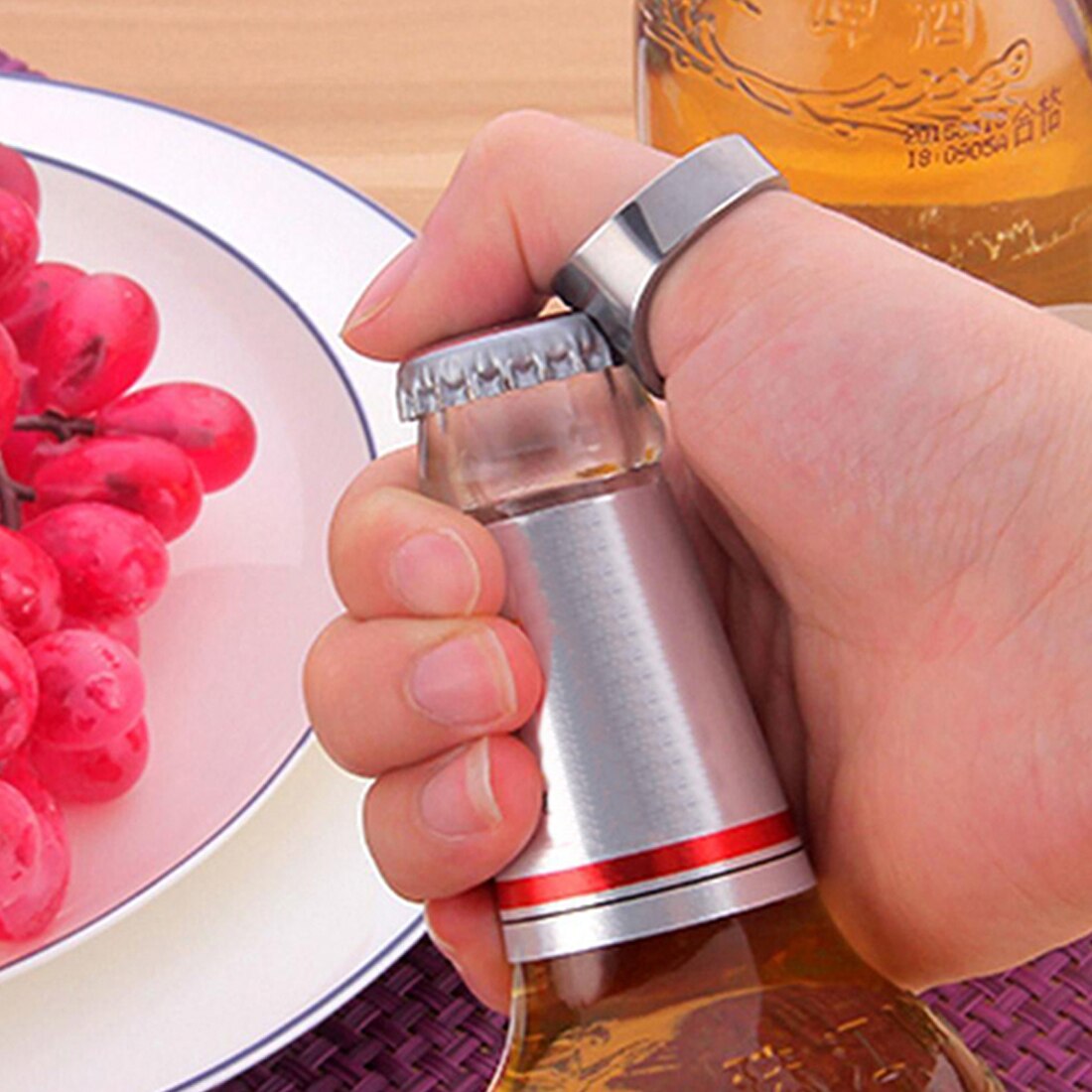 Mini 22mm Stainless Steel Beer Openers Finger Ring Ring-Shape Beer Bottle Opener Bar Tools Sliver