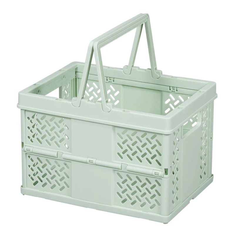 Desktop Portable Folding Storage Basket Organizer Mini Makeup Storage Box Multifunctional Snack Supermarket Shopping Basket