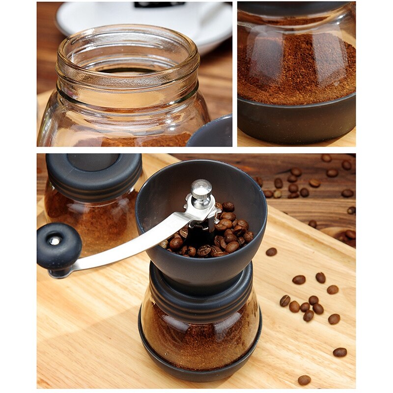 Manual Coffee Grinder - Hand Ground Coffee Beans Taste Best, Infinitely Adjustable Grind, Gl Jar, Stainless Steel