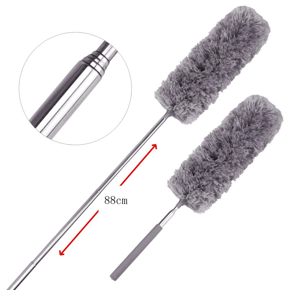 Soft Microfiber Duster Brush Dust Cleaner Static Anti Dust Brush Home Air-conditioner Furniture Cleaning Extendable Applicator: Grey