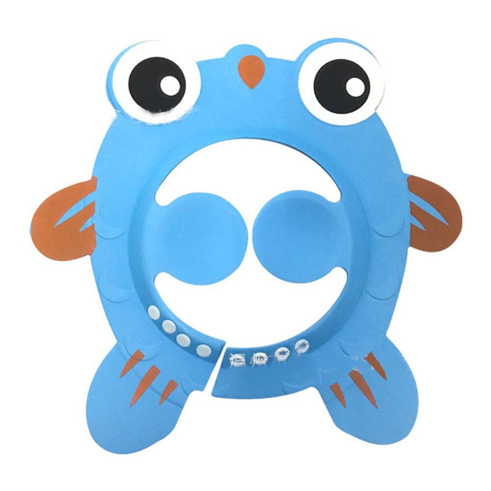 Baby Adjustable Cartoon Shower Cap Hair Wash For Bath Waterproof Protective Shield Hat: Blue
