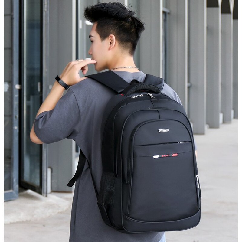 Large Capacity Men Backpack for Laptop 15.6 Inch Nylon Waterproof College Students High School Back Pack Male Black