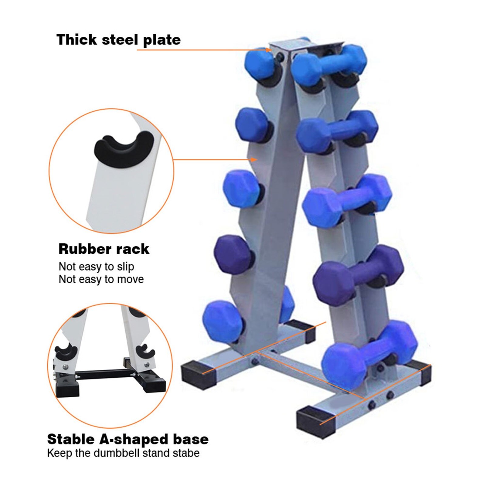 A-Frame Dumbbell Rack 5 Tier Weight Rack Stand Multi-layer Hand-held Dumbbell Storage Rack For Home Office And Gym Supplies