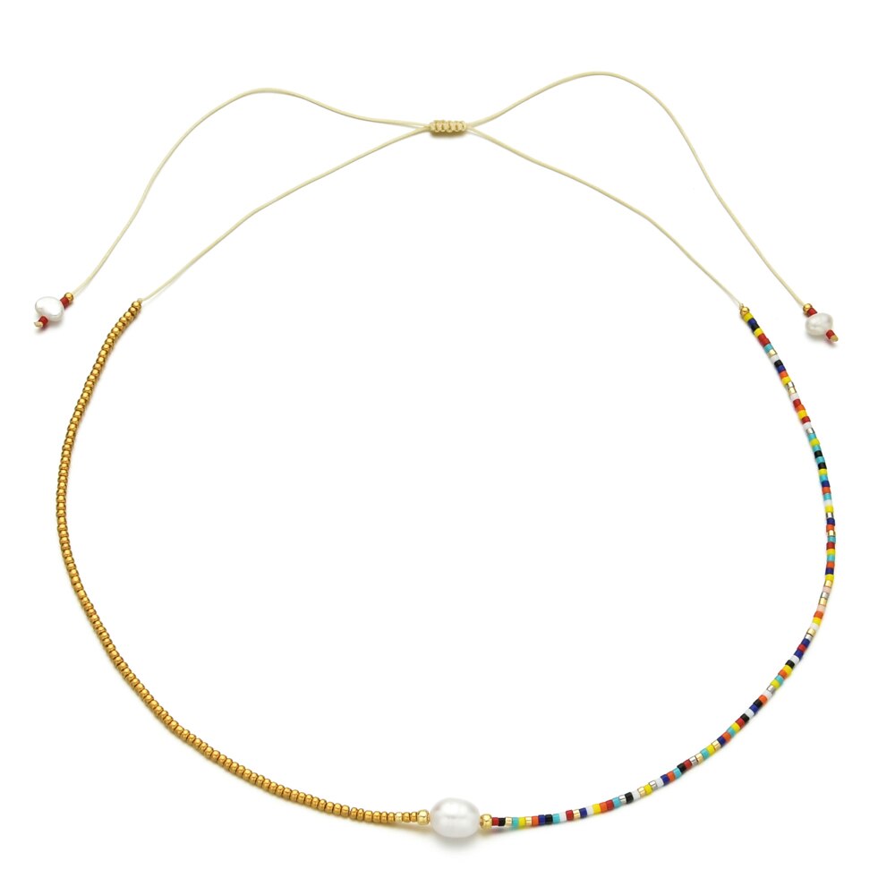 ZMZY Boho Nette Perle Choker Halskette Frauen Schmuck Collares Miyuki Glas Perlen Halskette Femme Edelstahl Kette: -23