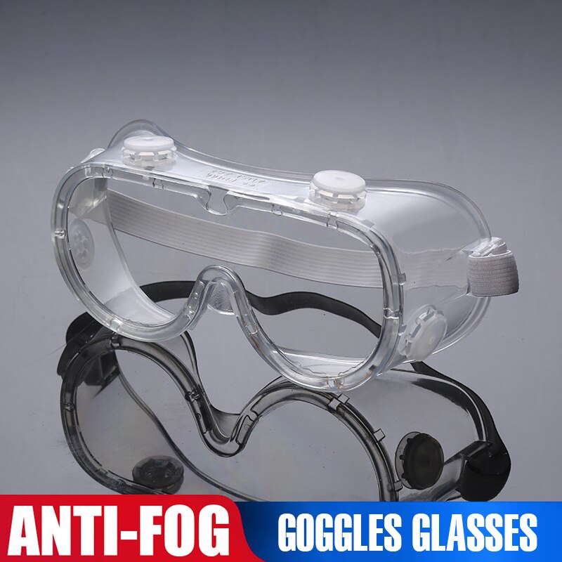 3PCS Anti-fog Protective Goggle Glasses Clear Eye Protection Full View Anti Splash Adjustable Anti-Dust Windproof Breathable