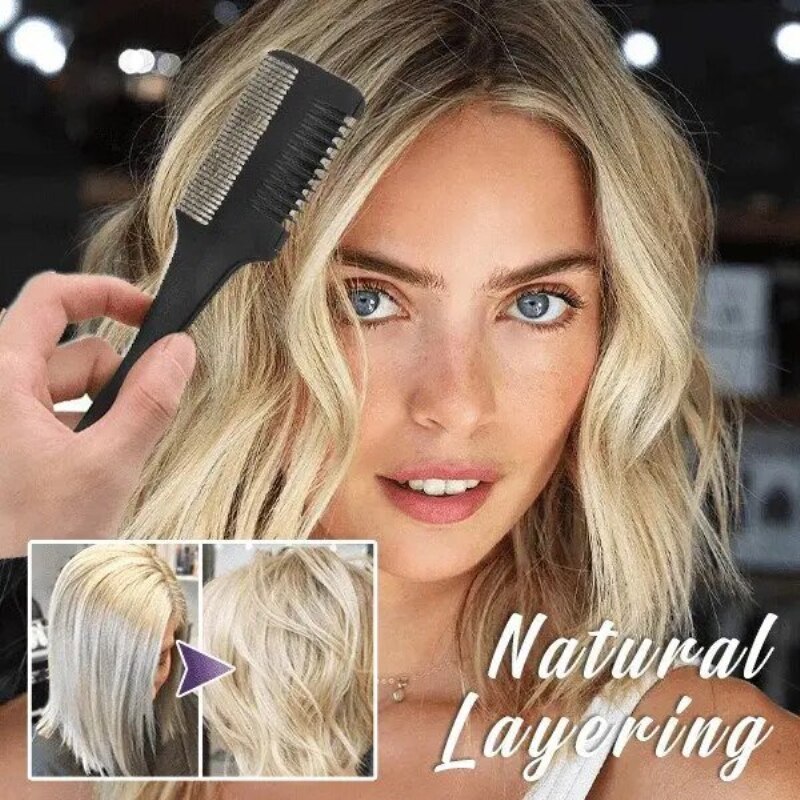 Hair Razor Comb Hair Cutting Comb Black Handle Hair Brushes with Razor Cutting Thinning Trimmer Comb Hair Salon Styling tool