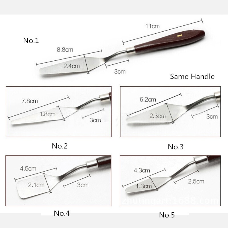 Aomily 5pcs/Set Stainless Steel Spatula Baking Pastry Tool Mixing Scraper Pack Art Scorper Oil Scraper Painting Shovel Palette