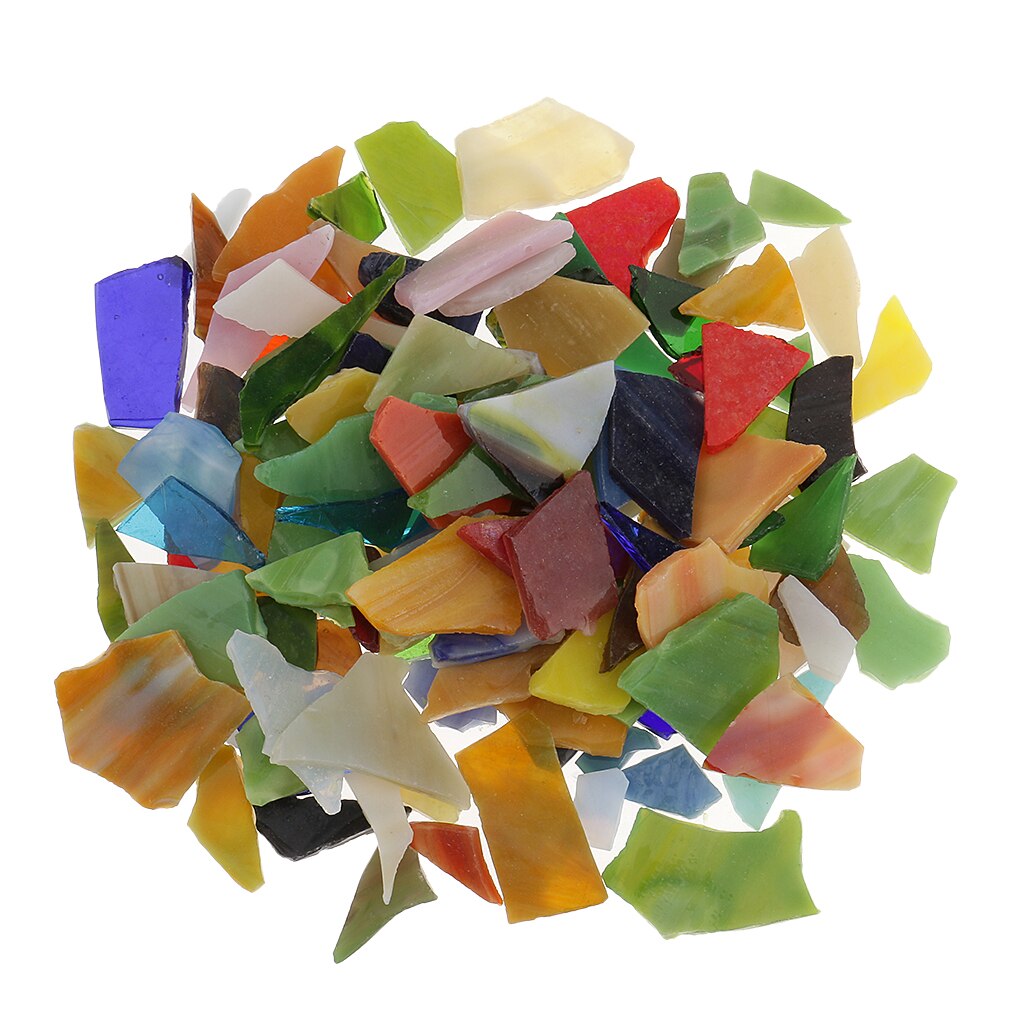 Blesiya 200g Irregular Shape Glass Mosaic Tiles for Arts DIY Crafts 10-30mm