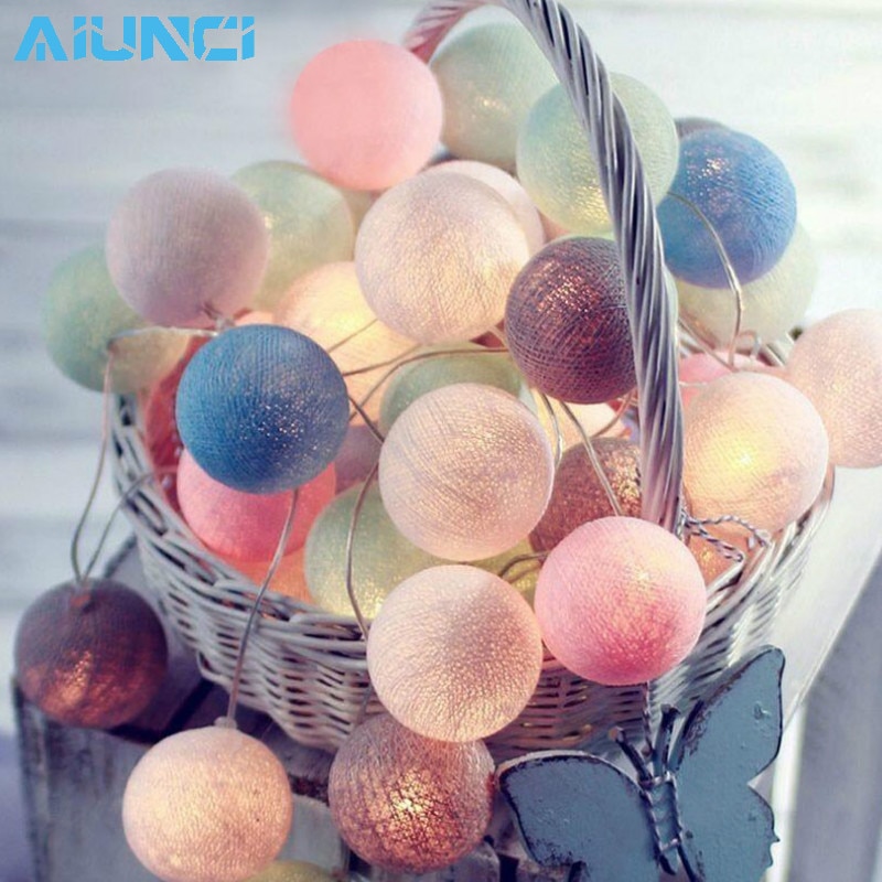 3m 20 lysdioder bomull ball string lys batteri bomull ball lyskjede varm hvit guirlande lumineuse julebelysning