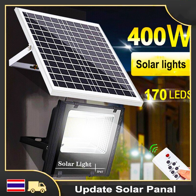 Solar Spotlight Flood Light Bright Outdoor Remote Control Solar LED Street Light Floodlight Panel Sensor