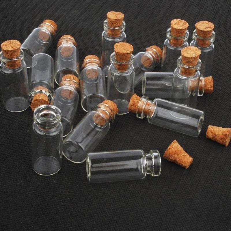 10 stücke Glas Flasche Mit Verbund Kork Rohr Flasche DIY Halskette Flasche Lagerung Mit Holz Stopper Kork Verschlossenen Rohr Flaschen