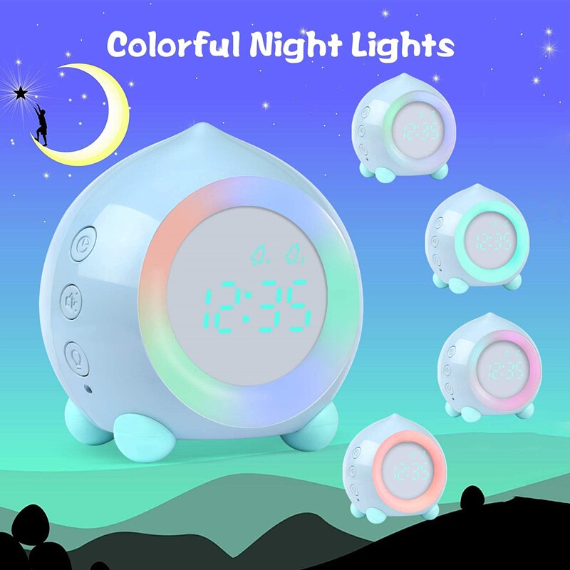 Kids Smart Alarm Clock bluetooth Function 7 Colors Changing Bedroom Student Wake Up Digital Display Table Clock Sleep Timer