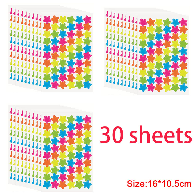30/60 hojas de pegatinas de recompensa para niños, tabla de comportamiento de puntos y estrellas coloridas, pegatina para álbum de recortes, suministros para estudiantes y profesores: Castaño